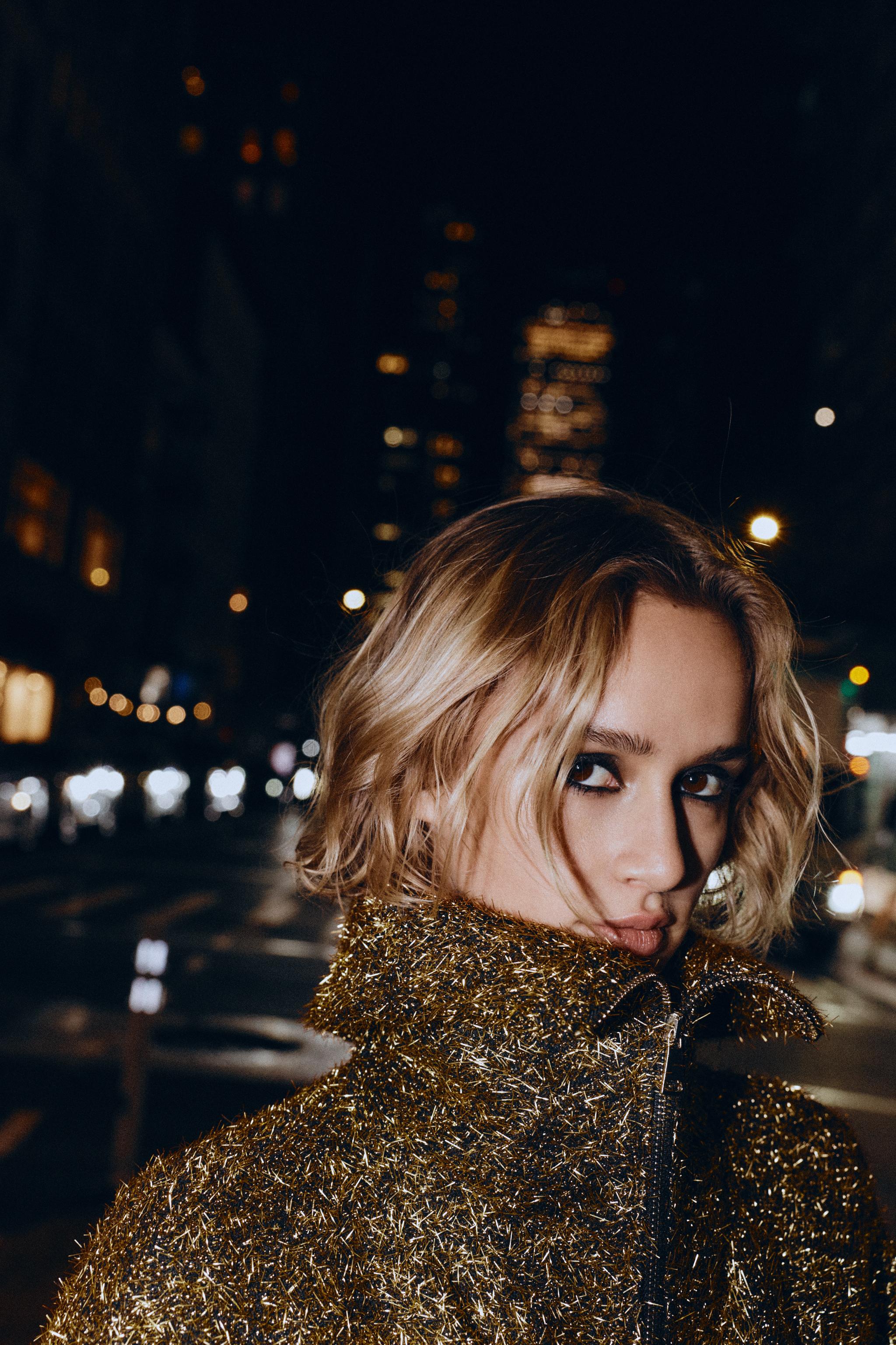 BLOUSON BOMBER À FIL MÉTALLISÉ